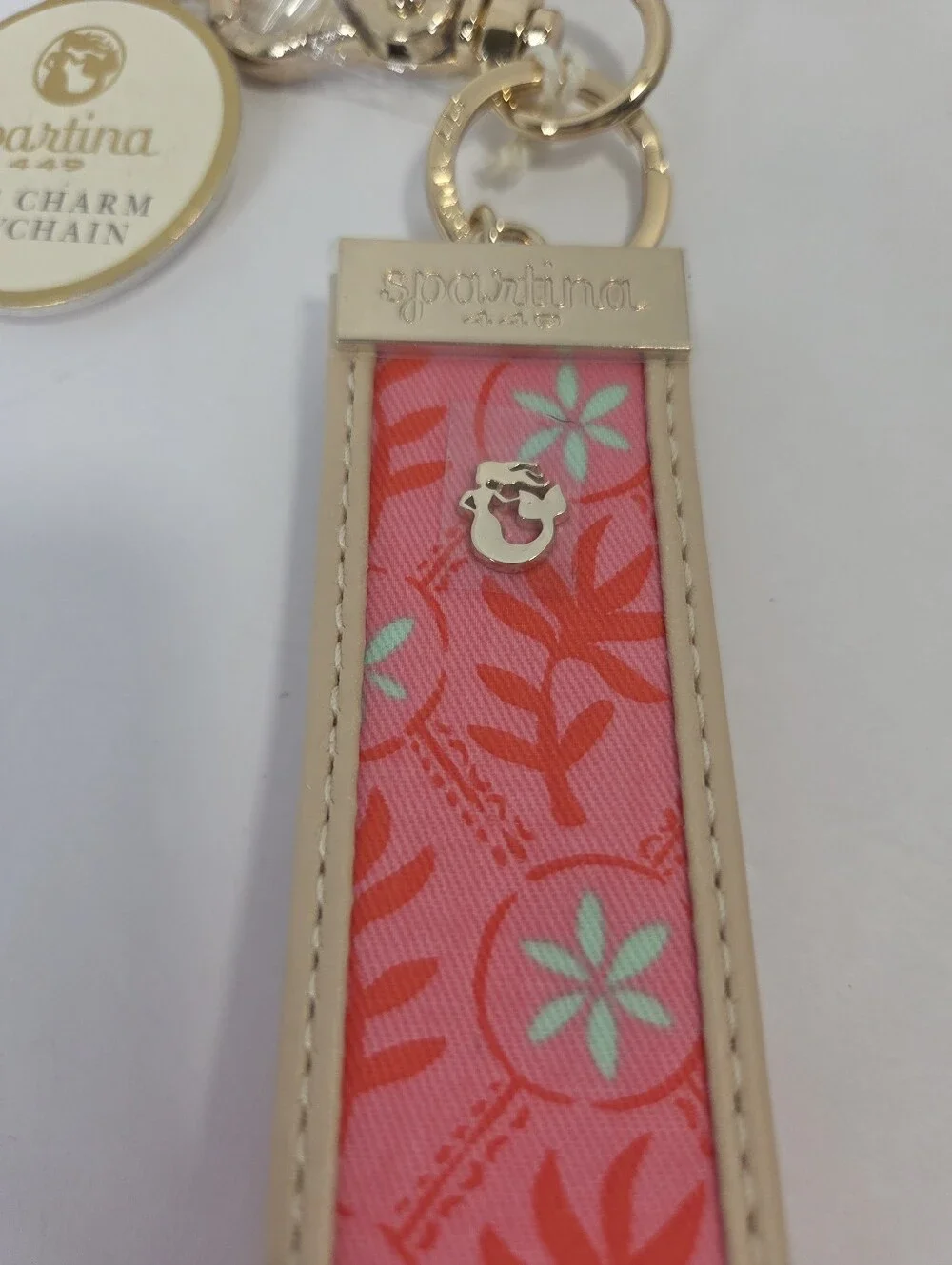 Spartina 449 Grab N Go Keychain Bag Charm Queenie Quilted Floral NEW